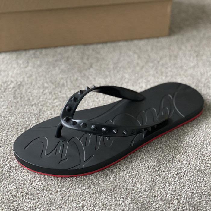 Christian Louboutin Men Shoes Slippers Luxury Brand Red Botton Mens Slides with Original Box Flip Flops