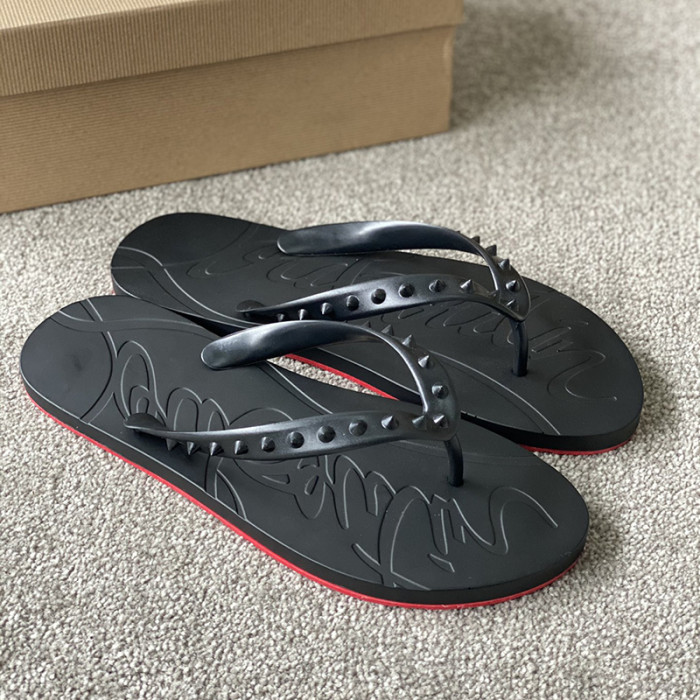 Christian Louboutin Men Shoes Slippers Luxury Brand Red Botton Mens Slides with Original Box Flip Flops