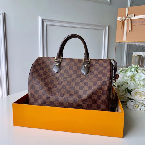 Louis Vuitton Womens Bags Luxury Brand Fashion Type SPEEDY 30 Damier Ebene Canvas with Original Box N41364