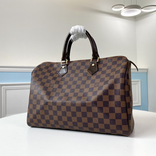 Louis Vuitton Womens Bags Luxury Brand Fashion Type SPEEDY 35 Damier Ebene Canvas with Original Box N41363