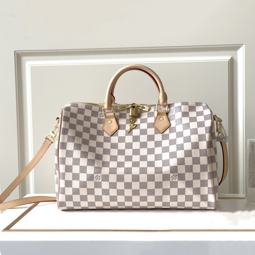 Louis Vuitton Womens Bags Luxury Brand Fashion Type SPEEDY BANDOULIÈRE 35 Damier Azur Canvas with Original Box N41372