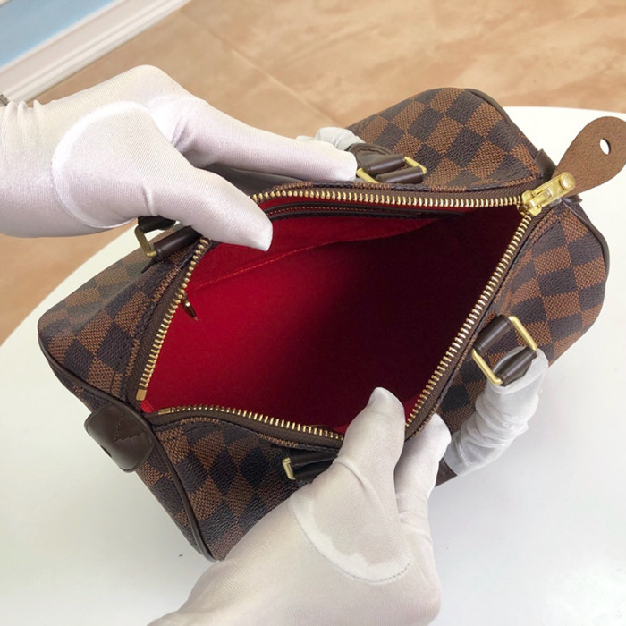 Louis Vuitton Womens Bags Luxury Brand Fashion Type SPEEDY 25 Damier Ebene Canvas with Original Box N41365