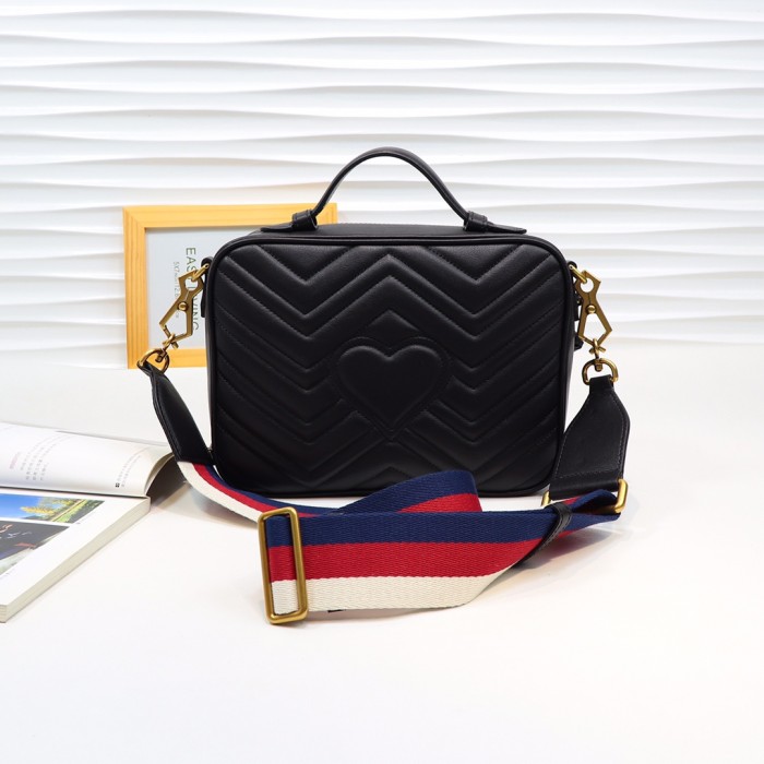 Gucci Womens Bags Crossbody GG Marmont mini top handle bag Leather 498100 DTDPT 8975 with Original Box Shoulder Bags for Women