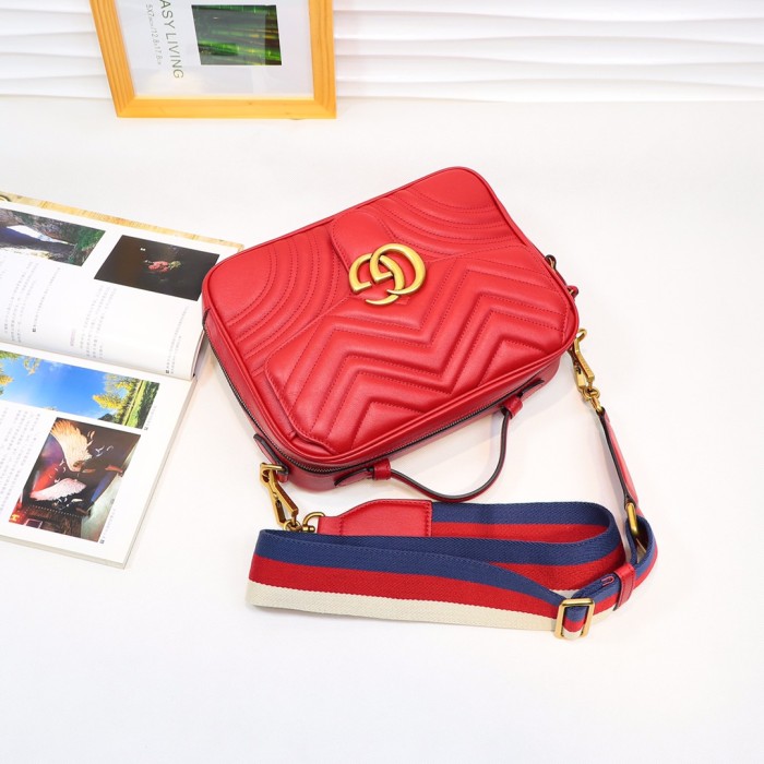 Gucci Womens Bags Crossbody GG Marmont mini top handle bag Leather with Original Box Shoulder Bags for Women 1:1 AAA Quality