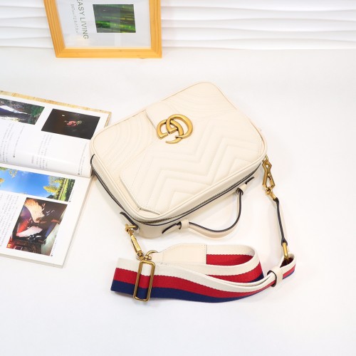 Gucci Womens Bags Crossbody GG Marmont mini top handle bag Leather with Original Box Shoulder Bags for Women 1:1 AAA Quality