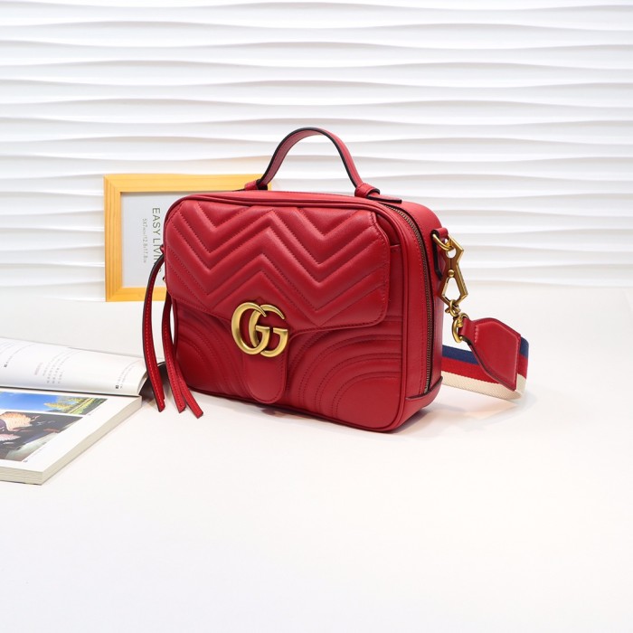 Gucci Womens Bags Crossbody GG Marmont mini top handle bag Leather with Original Box Shoulder Bags for Women 1:1 AAA Quality