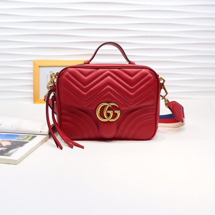 Gucci Womens Bags Crossbody GG Marmont mini top handle bag Leather with Original Box Shoulder Bags for Women 1:1 AAA Quality