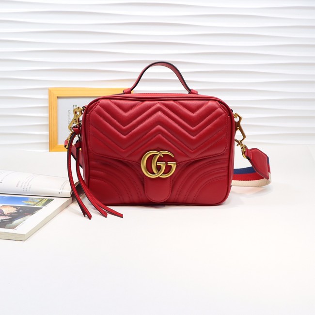 Gucci Womens Bags Crossbody GG Marmont mini top handle bag Leather with Original Box Shoulder Bags for Women 1:1 AAA Quality