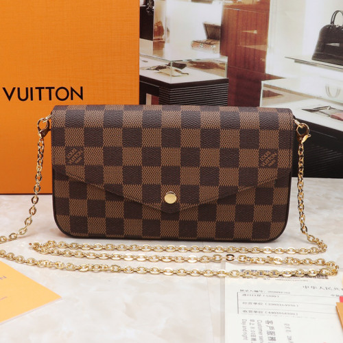 Louis Vuitton Womens Bags Luxury Brand Crossbody Bags FÉLICIE POCHETTE Damier Ebene coated canvas and cowhide leather N63032 with Original Box