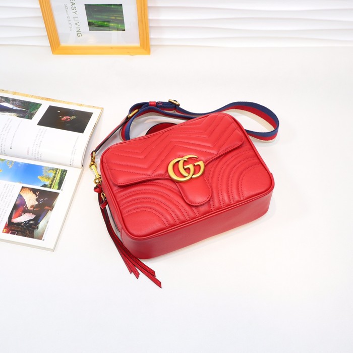 Gucci Womens Bags Crossbody GG Marmont mini top handle bag Leather with Original Box Shoulder Bags for Women 1:1 AAA Quality