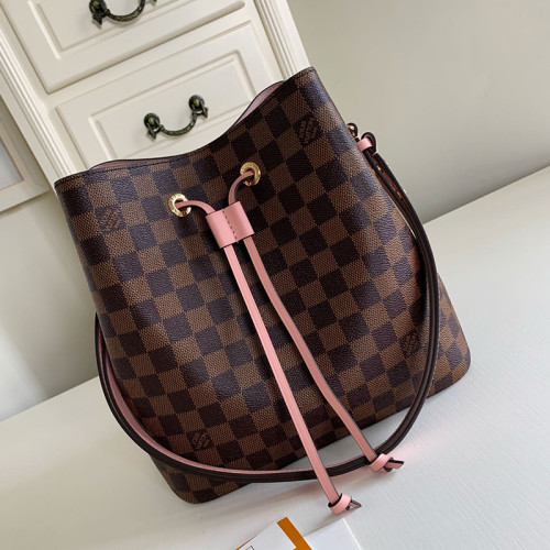 Louis Vuitton Womens Bag Crossbody Design NÉONOÉ MM Venus Pink Damier Ebène coated canvas Luxury Brand with Original Box N40198
