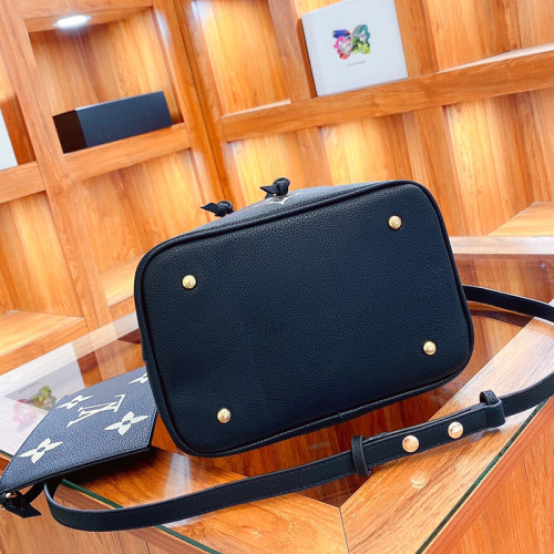 Louis Vuitton Womens Bag Crossbody Design NÉONOÉ MM Black/Beige Bicolor Monogram Empreinte Leather Luxury Brand with Original Box M45497