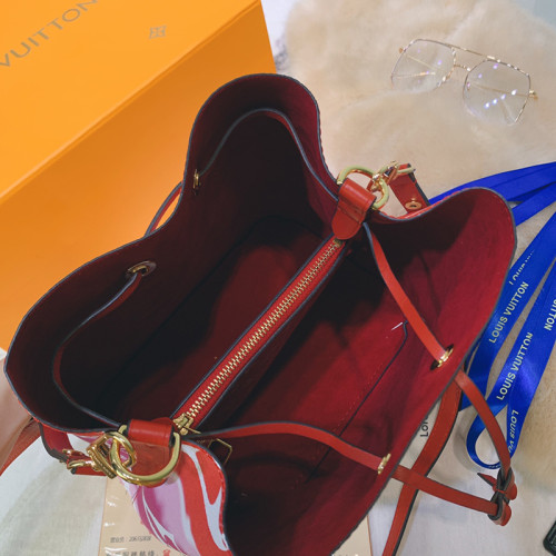 Louis Vuitton Womens Bag Crossbody Design LV ESCALE NÉONOÉ MM Red Monogram coated canvas Leather Luxury Brand with Original Box