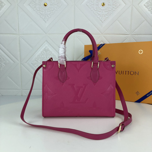 Louis Vuitton Womens Bags Handbags Luxury Brand ONTHEGO PM Rose Freesia Pink Monogram Empreinte Leather M45660