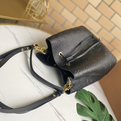 Louis Vuitton Womens Bag Crossbody Design NÉONOÉ MM Black Monogram Empreinte Leather Luxury Brand with Original Box M45256