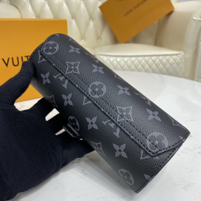 Louis Vuitton Womens Mens 3 WATCH CASE Monogram Eclipse Luxury Brand Fashion Type with Original Box AAA Same as the Original M43385