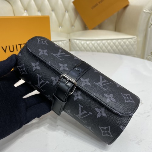 Louis Vuitton Womens Mens 3 WATCH CASE Monogram Eclipse Luxury Brand Fashion Type with Original Box AAA Same as the Original M43385