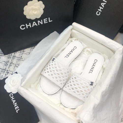 Chanel Womens Shoes Mule Weave Flat Sandals