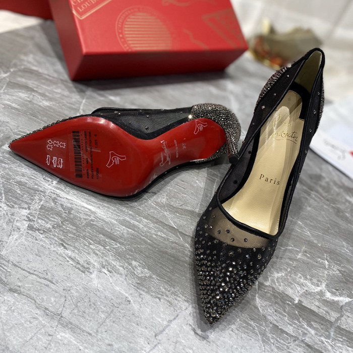 Christian Louboutin Womens Shoes Follies Strass High Heels Shoes Pumps 10CM