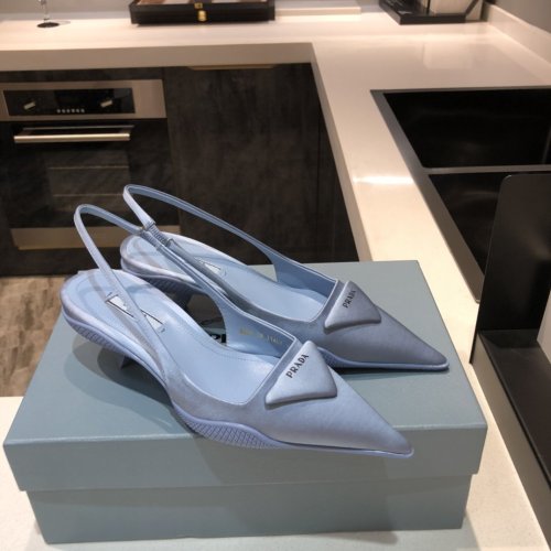 Prada Womens Shoes Nylon Gabardine Slingback Pumps