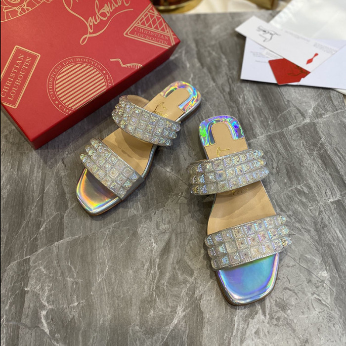 Christian Louboutin Womens Shoes Flat Mule Slide Sandal