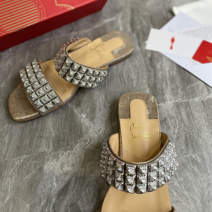 Christian Louboutin Womens Shoes Flat Mule Slide Sandal
