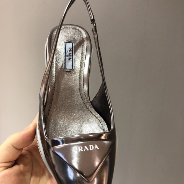 Prada Womens Shoes Leather Slingback Pumps