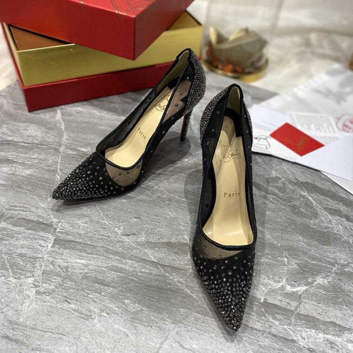 Christian Louboutin Womens Shoes Follies Strass High Heels Shoes Pumps 10CM