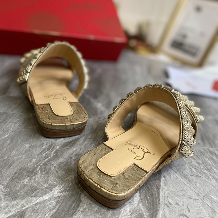 Christian Louboutin Womens Shoes Flat Mule Slide Sandal
