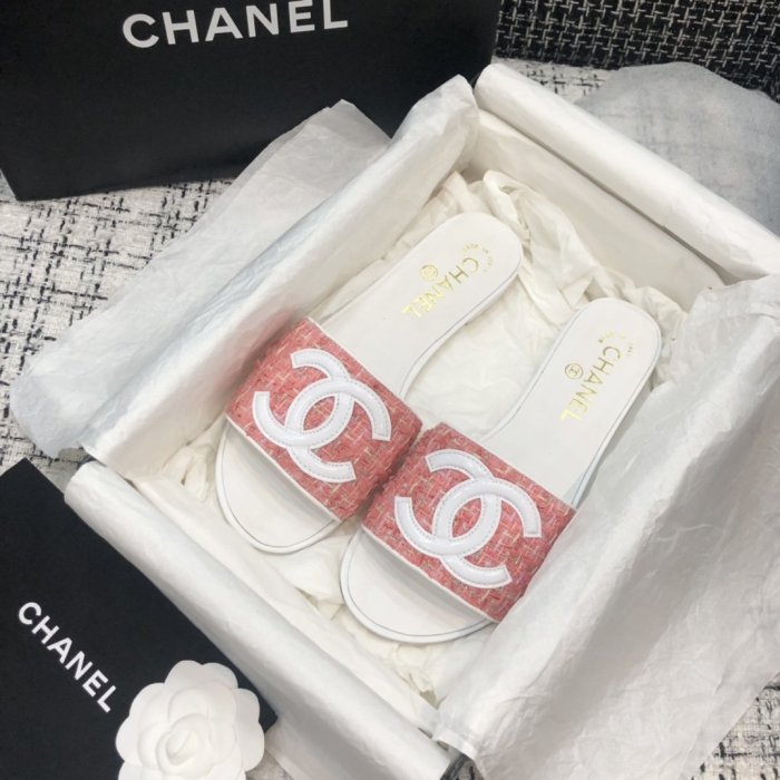 Chanel Womens Shoes Low Heels Mule Slide Sandal Luxury Brand with Original Box