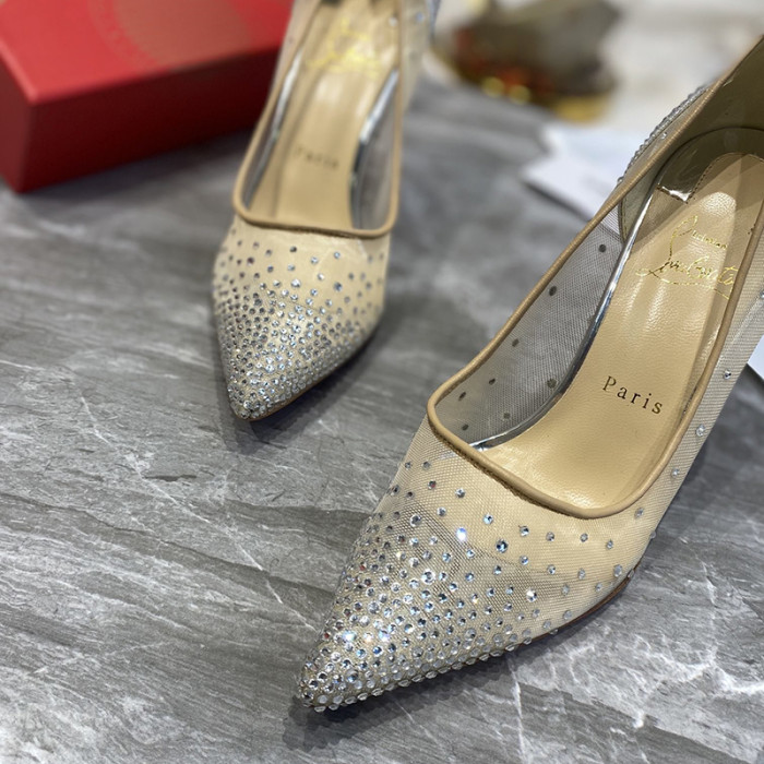 Christian Louboutin Womens Shoes Follies Strass High Heels Shoes Pumps 10CM