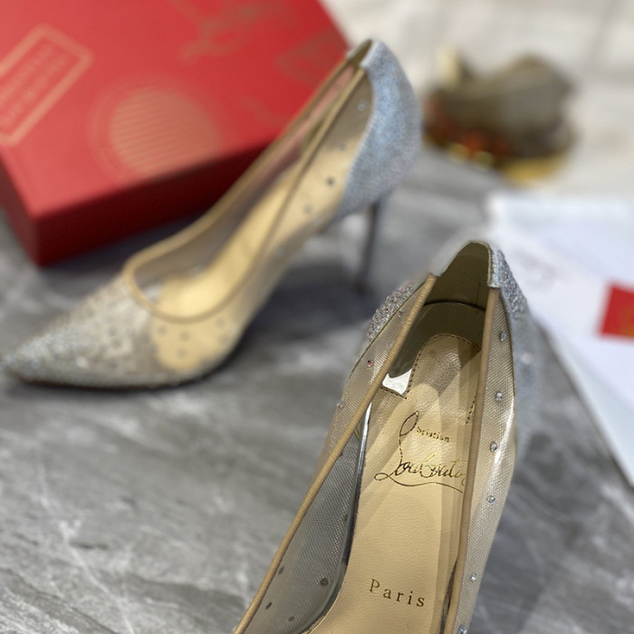 Christian Louboutin Womens Shoes Follies Strass High Heels Shoes Pumps 10CM