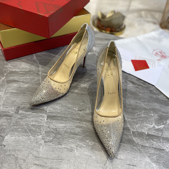 Christian Louboutin Womens Shoes Follies Strass High Heels Shoes Pumps 10CM