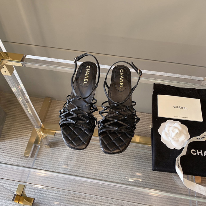 Chanel Womens Shoes Sandals Iridescent Calfskin Black G36876 X56078 94305