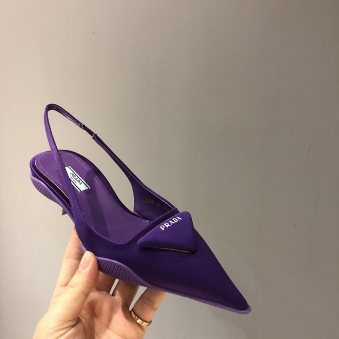 Prada Womens Shoes Nylon Gabardine Slingback Pumps