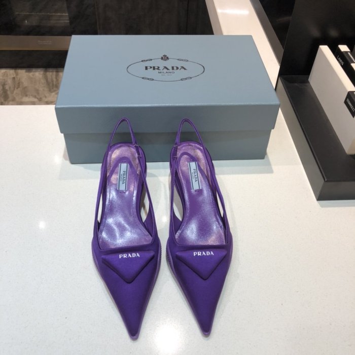 Prada Womens Shoes Nylon Gabardine Slingback Pumps