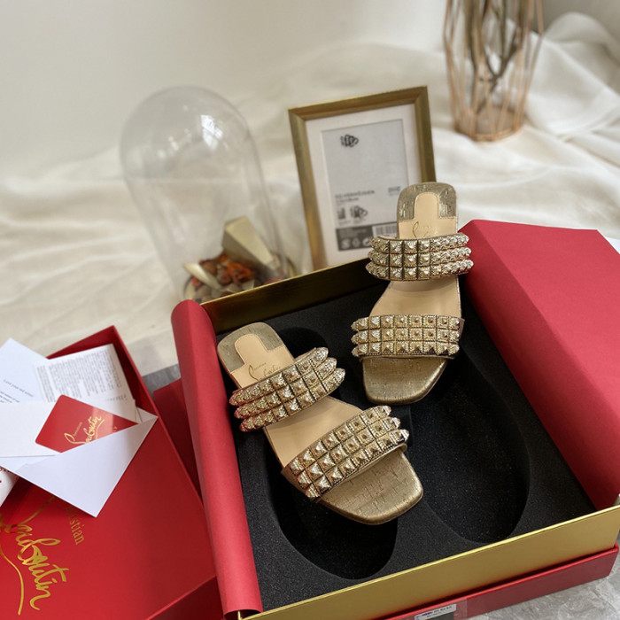 Christian Louboutin Womens Shoes Flat Mule Slide Sandal
