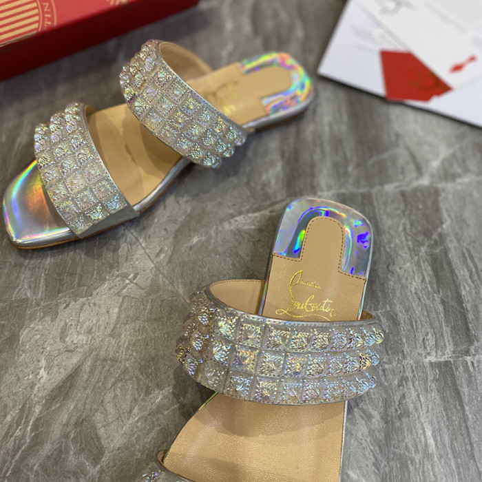 Christian Louboutin Womens Shoes Flat Mule Slide Sandal