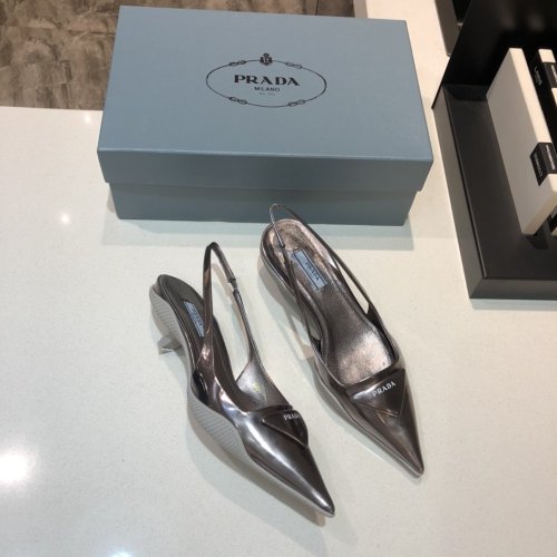 Prada Womens Shoes Leather Slingback Pumps