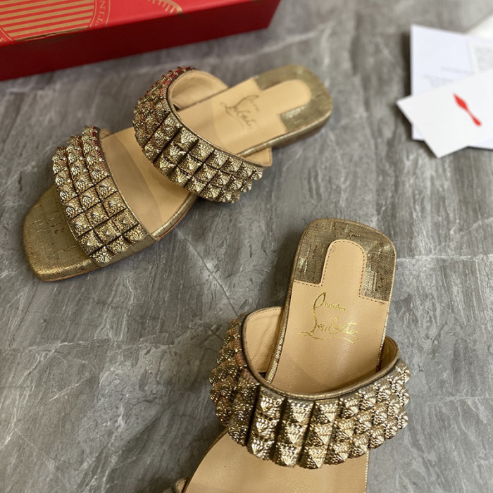 Christian Louboutin Womens Shoes Flat Mule Slide Sandal
