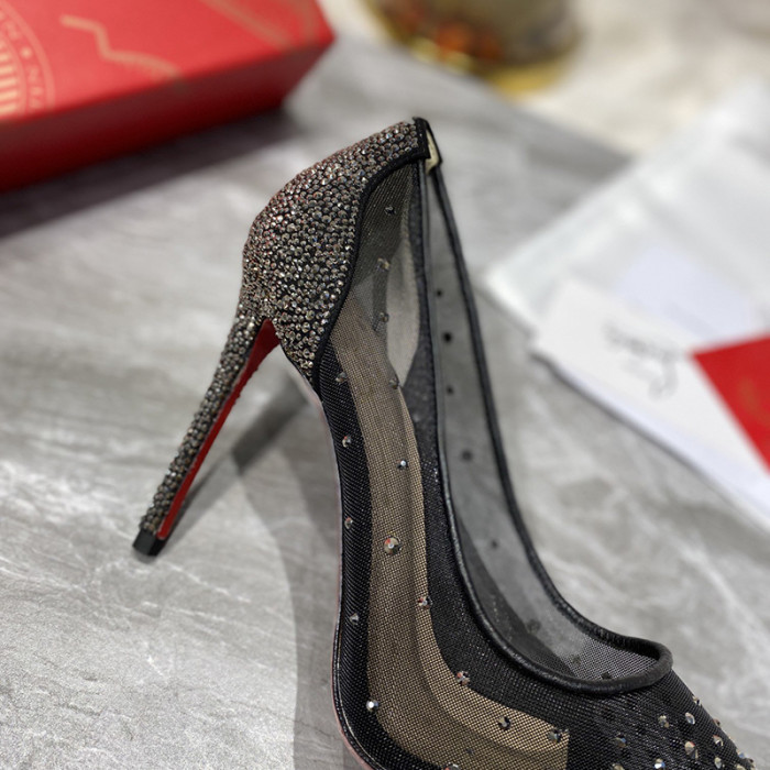 Christian Louboutin Womens Shoes Follies Strass High Heels Shoes Pumps 10CM