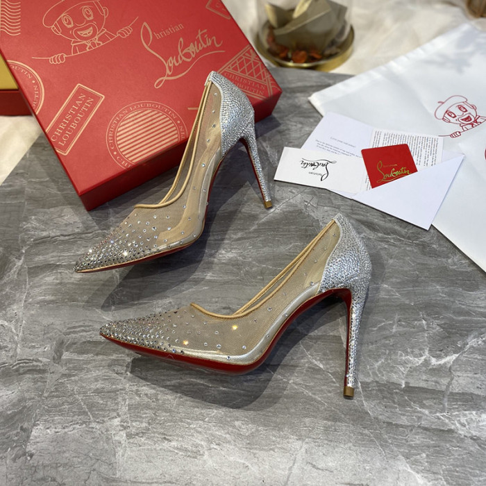 Christian Louboutin Womens Shoes Follies Strass High Heels Shoes Pumps 10CM
