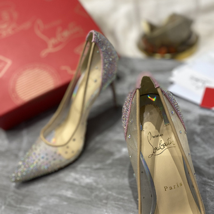 Christian Louboutin Womens Shoes Follies Strass High Heels Shoes Pumps 10CM