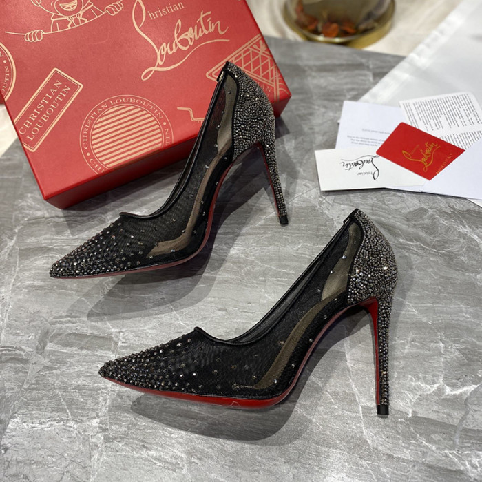 Christian Louboutin Womens Shoes Follies Strass High Heels Shoes Pumps 10CM