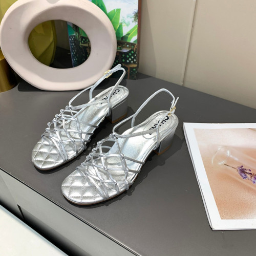 Chanel Womens Shoes Sandals Laminated Lambskin