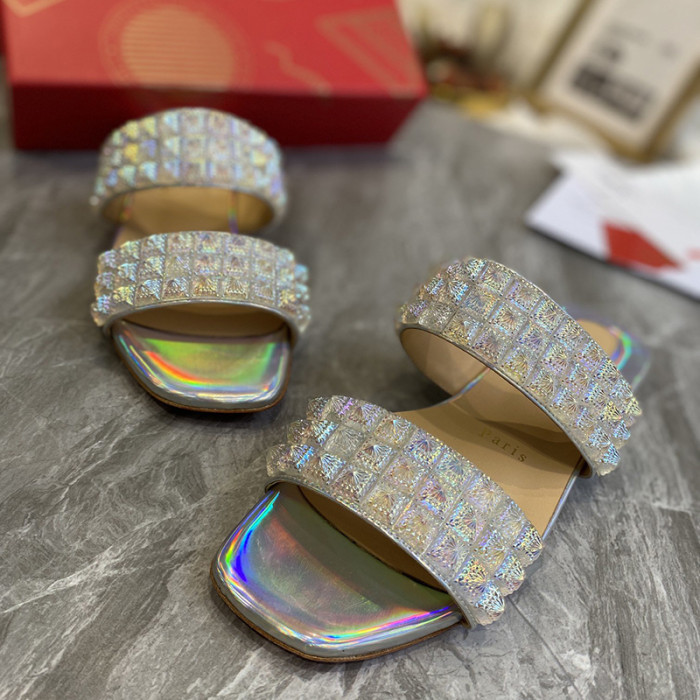 Christian Louboutin Womens Shoes Flat Mule Slide Sandal