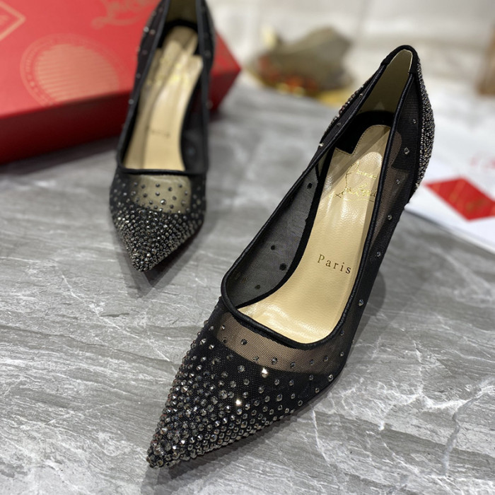 Christian Louboutin Womens Shoes Follies Strass High Heels Shoes Pumps 10CM