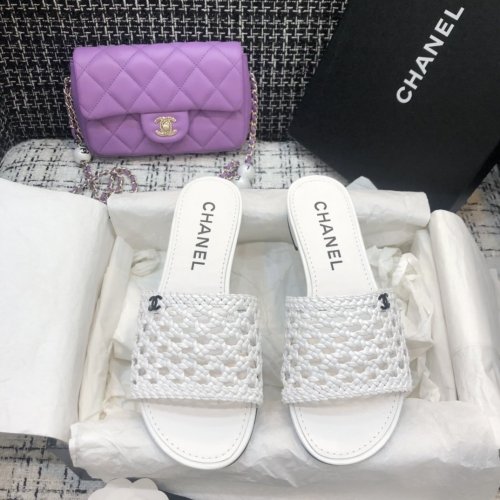 Chanel Womens Shoes Mule Weave Flat Sandals