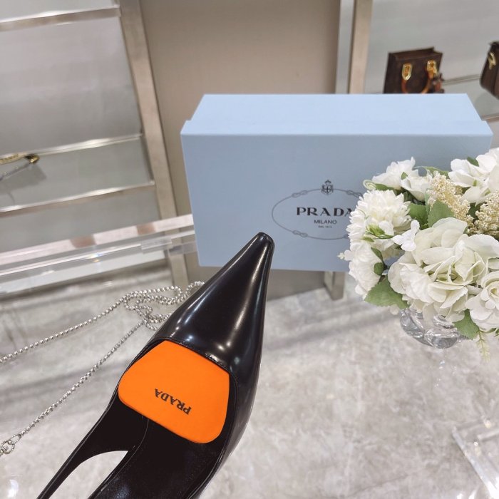 Prada Womens Shoes Two-tone Leather Gabardine Pumps High Heels 9CM