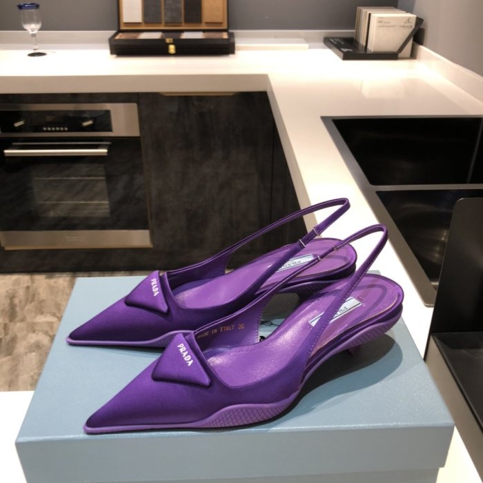 Prada Womens Shoes Nylon Gabardine Slingback Pumps